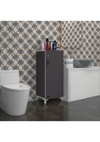 Kenzlife mutfak dolabı zehra 088*030*032 gri kilitli ayaklı banyo evrak ofis kitaplık ayakkabılık kiler fırsatları