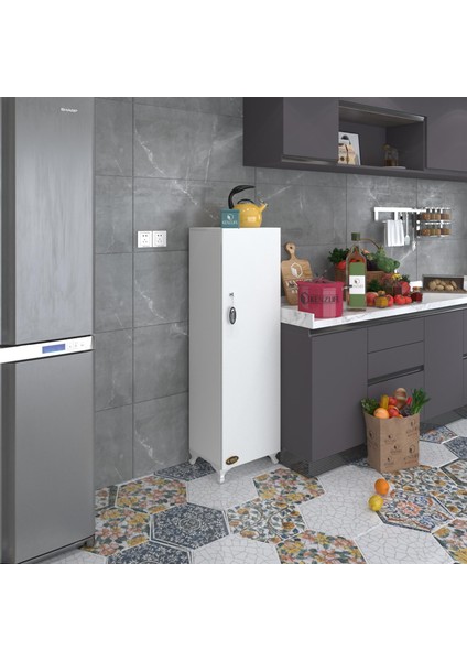 Kenzlife mutfak dolabı zehra 128*030*032 byz kilitli ayaklı banyo evrak ofis kitaplık ayakkabılık kiler