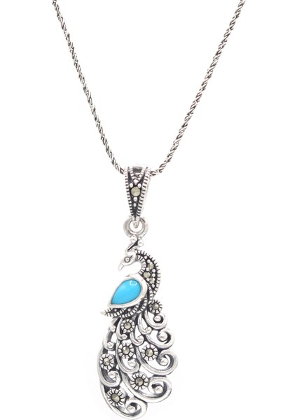 Firuze ve Markazit Taşlı Gümüş Kolye 201021591