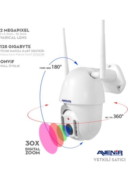 Avenır AV-380 Speed Dome Ip Kamera Motorlu + 1080P Ptz 2 Mp Dış Mekan Ip Kamera 