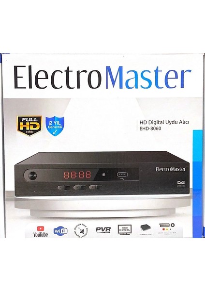 Elektro Master EHD-8060 Hd Dijital Full Hd 1080P Wı-Fı 4000 Kanal Uydu Alıcısı  