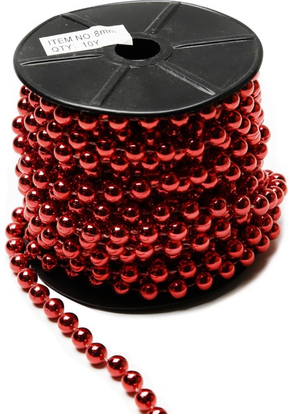 Makara Inci Yuvarlak Metalik 8mm-8mt-Kırmızı