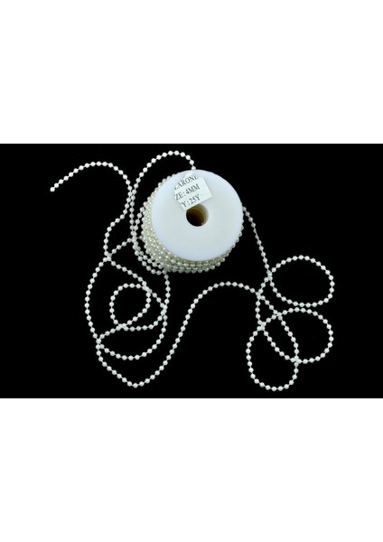 Yuvarlak Inci Ipe Dizili Makara 4MM-23MT-BEYAZ