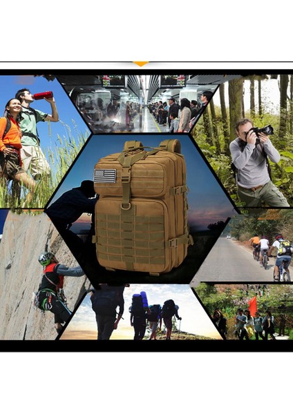 50L Açık Kamp Çantası Günü Sırt Çantası Yürüyüş Trekking Sırt Çantası Açık Kahverengi modelleri