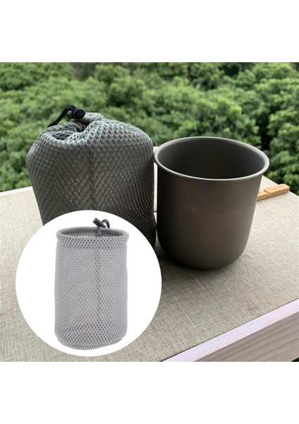 Mesh Drawstring Çanta Eşyası Depolama Çuval Pot Pan Taşıyıcı Yürüyüş Için Organizatör
