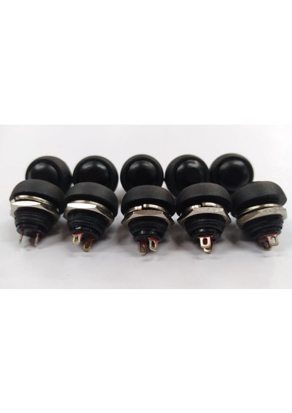"184" 12 mm Siyah Push Buton - 10 Adet