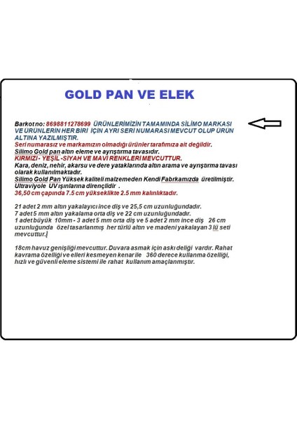 Mavi Pan Altın Eleği ve Pan Üstü Elek Altın Arama Eleme Kumda Irmakta Altın Yıkama Seti