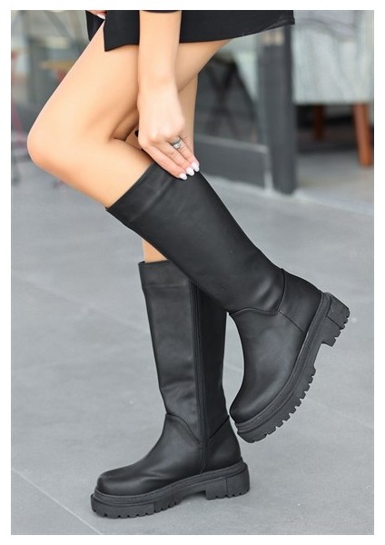 Idax Siyah Cilt Topuklu Çizme fırsatları