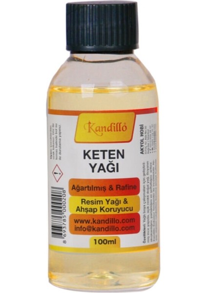 Yağlı Boya Seti Yardımcı Malzemeler 3 x 100 ml Terebentin Resim Keten Yağı ve Fırça Temizleme Sıvısı