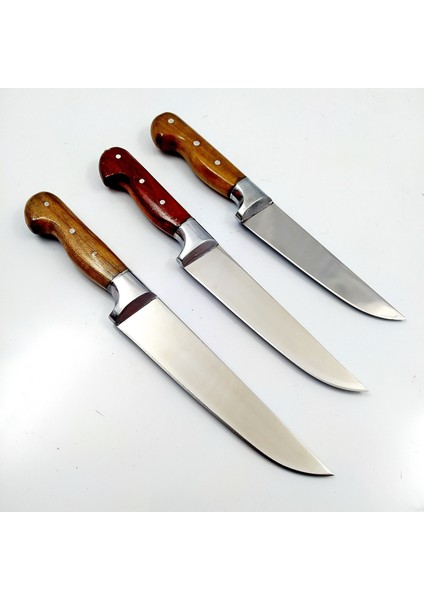 3 Lü Bıçak Seti Mutfakbıçağı Salata Bıçağı Et Bıçağı Sebze Bıçağı Hediyelik Bıçak Paslanmaz Bıçaklar