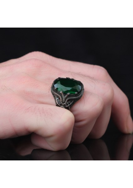 925 Ayar Gümüş Erkek Yüzük Zirkon Sitrin Mistik Topaz Taşlı Yüzük Halka modelleri