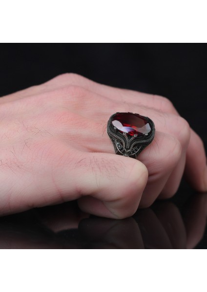 925 Ayar Gümüş Erkek Yüzük Zirkon Sitrin Mistik Topaz Taşlı Yüzük Halka fiyatları