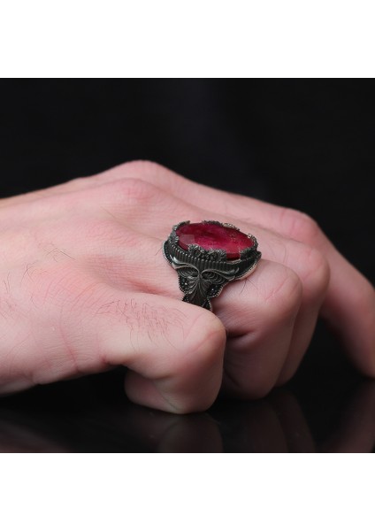 925 Ayar Gümüş Erkek Yüzük Doğal Ay Taşı Firuze Zirkon Zümrüt Labradorit Taşlı Takı modelleri