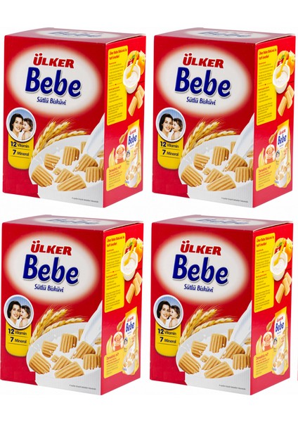 Bebe Bisküvi 800GR 12 Vitaminli Kutu 4 Lü Set