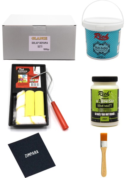 Rich Multi Surface Antik Beyaz 1000 gr Dolap Boyama Seti Mobilya Boyama Seti Yarı Mat