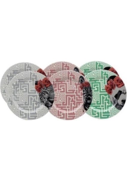 6 Parça Servis Tabağı Kaplan-Panda-Zebra