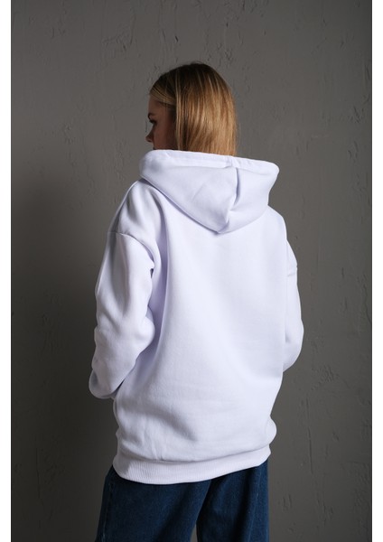 Kadın Kapüşonlu Oversize Los Angeles Baskılı Hoodie Sweatshirt indirimleri