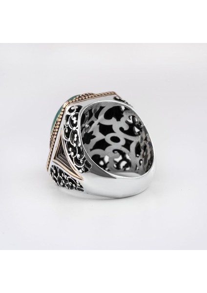 925 Gümüş Yüzük Malakit Sedef Zümrüt Oval Taşlı Erkek Takı modelleri