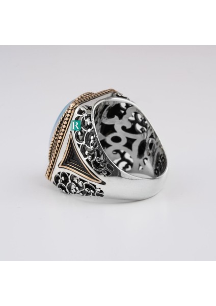 925 Gümüş Yüzük Malakit Sedef Zümrüt Oval Taşlı Erkek Takı indirimleri