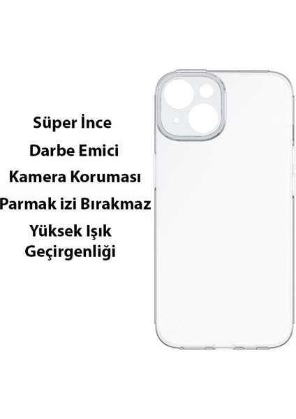 Simple Case iPhone 14 Plus 6.7 Kamera Korumalı Ince Silikon Şeffaf Kılıf