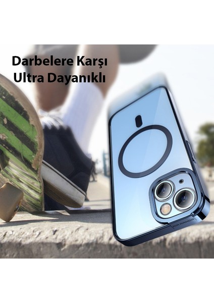 Glitter iPhone 14 6.1 Magsafe Silikon Kılıf + Tempered Ekran Koruyucu Set