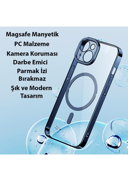 Glitter iPhone 14 6.1 Magsafe Silikon Kılıf + Tempered Ekran Koruyucu Set