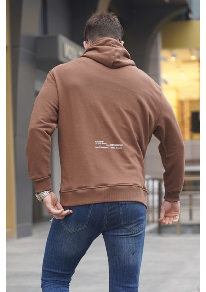Kahverengi Kapüşonlu Erkek Sweatshirt 6038 fiyatları