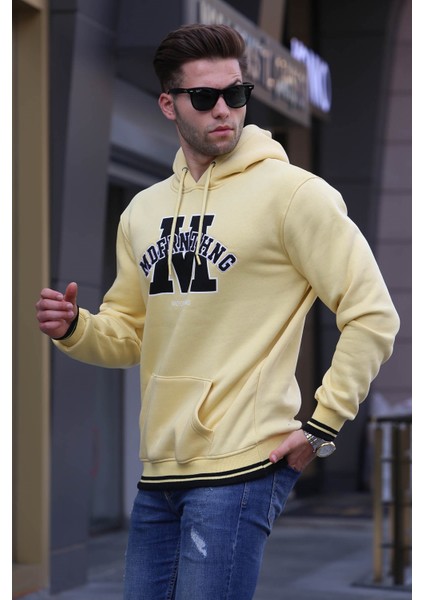 Sarı Nakışlı Kapüşonlu Sweatshirt 6012