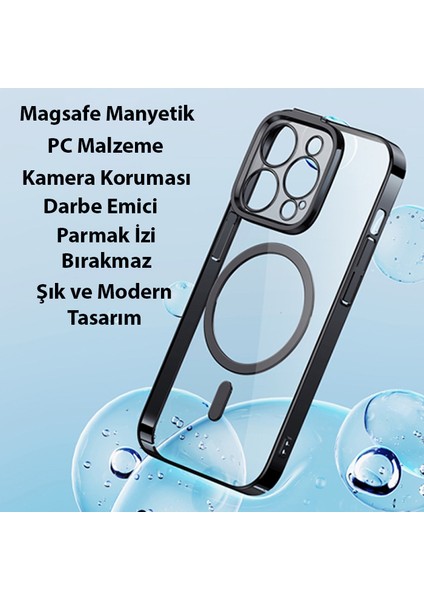 Glitter iPhone 14 Pro Max 6.7 Magsafe Silikon Kılıf + Tempered Ekran Koruyucu Set