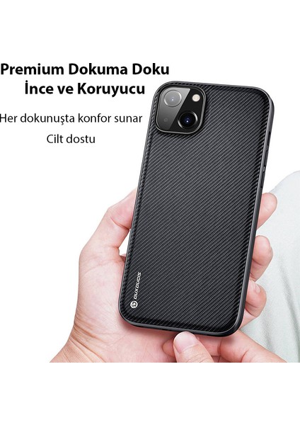 Fino Serisi iPhone 14 6.1 Inç Kılıf Premium Dokuma Silikon Kılıf