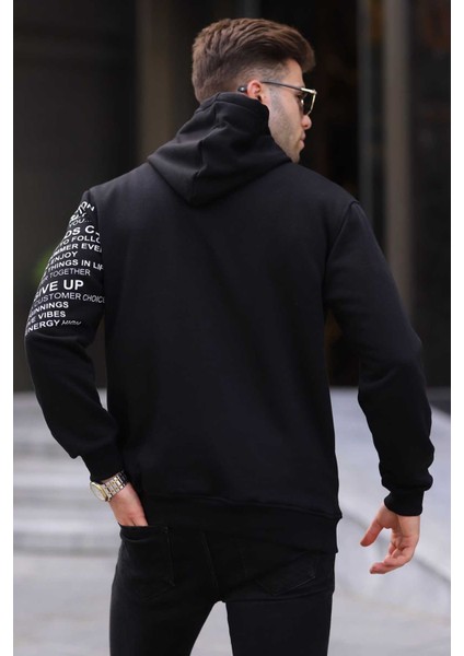 Siyah Baskılı Kapüşonlu Sweatshirt 6009 fiyatları