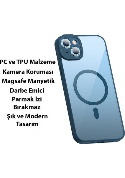 Frame Series iPhone 14 Plus 6.7 Kamera Koruyuculu Magsafe Kılıf + Tempered Ekran Koruyucu Set