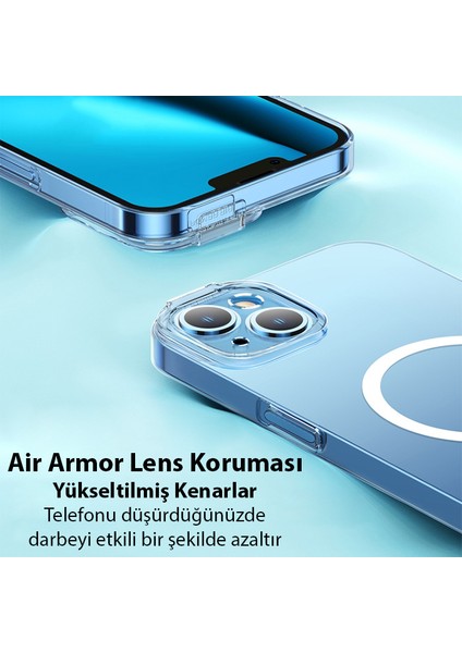 Crystal iPhone 14 6.1 Magsafe Silikon Kılıf + Tempered Ekran Koruyucu Set