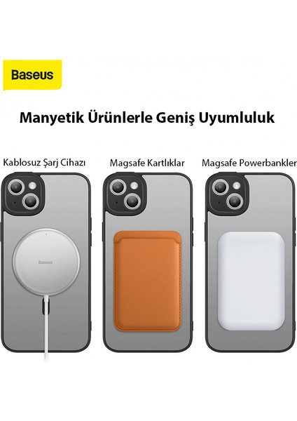 Frame Series iPhone 14 6.1 Kamera Koruyuculu Magsafe Kılıf + Tempered Ekran Koruyucu Set