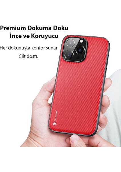 Fino Serisi iPhone 14 Pro Max 6.7 Inç Kılıf Premium Dokuma Silikon Kılıf