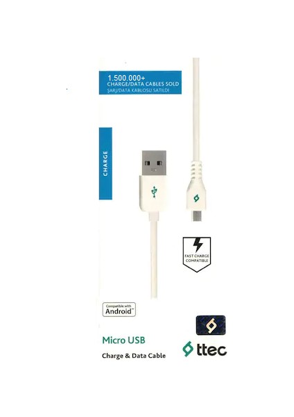 Ttec Micro-Usb 2A 120 cm Android Kopmaz Hızlı Şarj ve Senkronizasyon Kablosu fiyatları