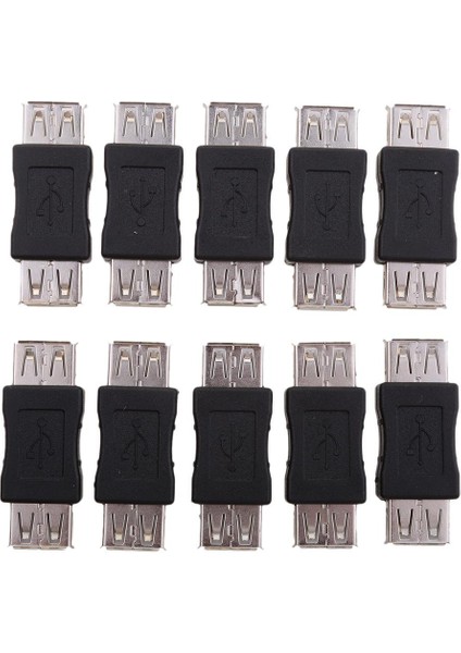 10 Parça. USB 2.0 Dişi Ila Dişi Adaptör, A Tip Ila Tip A - Siyah (Yurt Dışından)