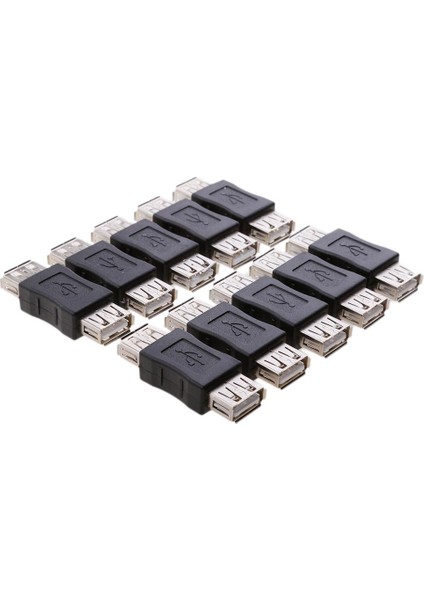 10 Parça. USB 2.0 Dişi Ila Dişi Adaptör, A Tip Ila Tip A - Siyah (Yurt Dışından)