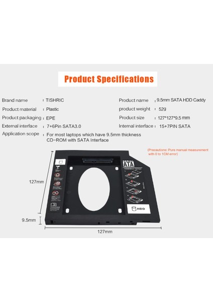 Abs 9.5mm 3.0 HDD Caddy Optik Körfez Braketi Dizüstü Bilgisayarlar Için (Yurt Dışından)