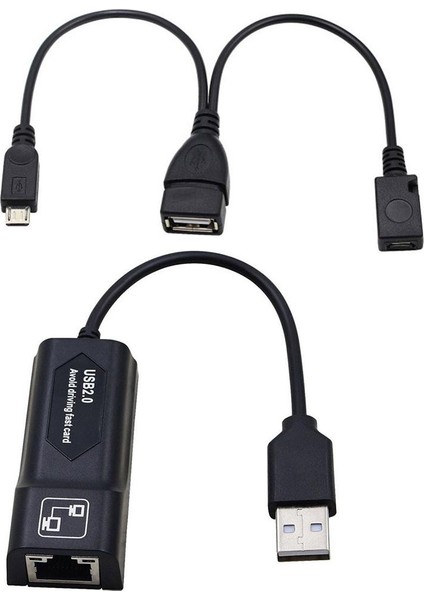 USB 2.0 ve Micro USB Ile RJ45 8P8C Adaptörü, Ağ Dönüştürücü (Yurt Dışından)