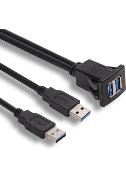 2port Usb3.0 Erkek Kadın Araba Gömme Montaj Uzatma Paneli Kablosu 1 M (Yurt Dışından)