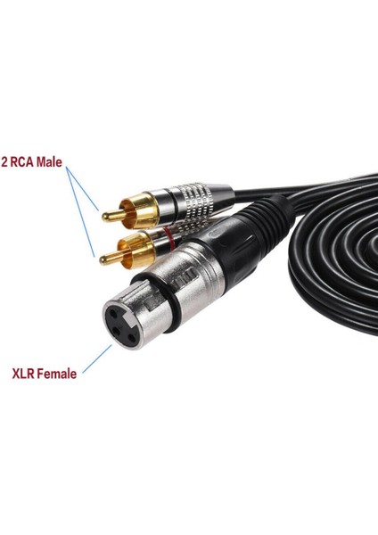 Rca Erkek Fişine Xlr 3 Pin Dişi Ses Kablosu Konektör Adaptör Kablosu 1m (Yurt Dışından)