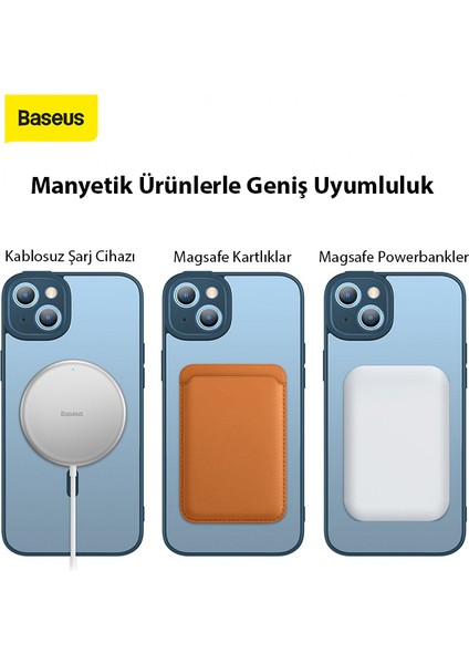 Frame Series iPhone 14 6.1 Kamera Koruyuculu Magsafe Kılıf + Tempered Ekran Koruyucu Set