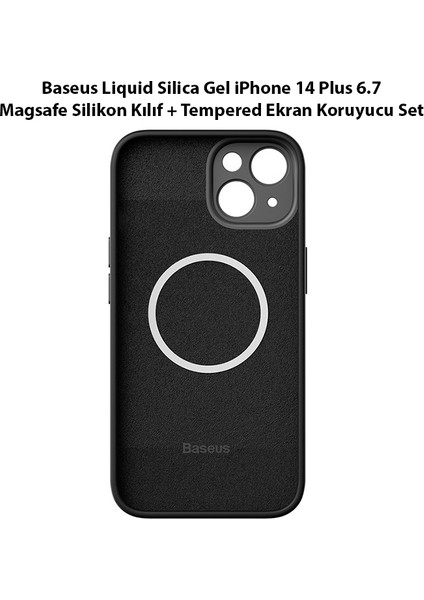 Liquid Silica Gel iPhone 14 Plus 6.7 Magsafe Silikon Kılıf + Tempered Ekran Koruyucu Set