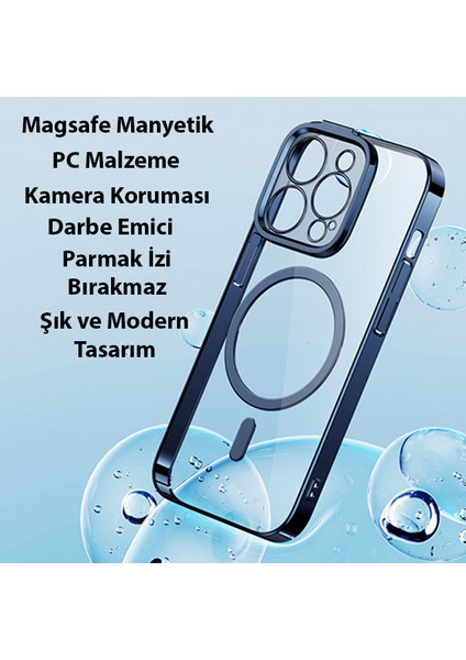 Glitter iPhone 14 Pro Max 6.7 Magsafe Silikon Kılıf + Tempered Ekran Koruyucu Set