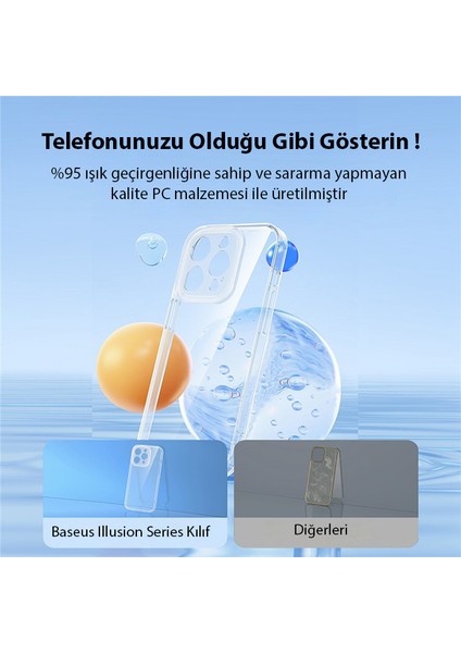 Illusion Series iPhone 14 Pro Max 6.7 Silikon Kılıf + Tempered Ekran Koruyucu + 4x Kamera Kor