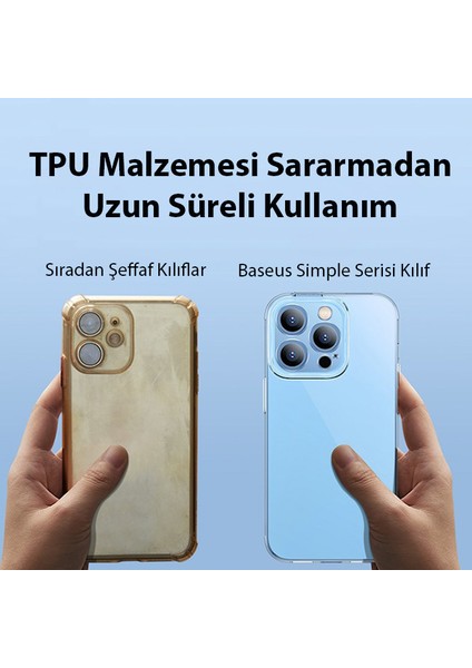 Simple Case iPhone 14 Pro Max 6.7 Kamera Korumalı Ince Silikon Şeffaf Kılıf