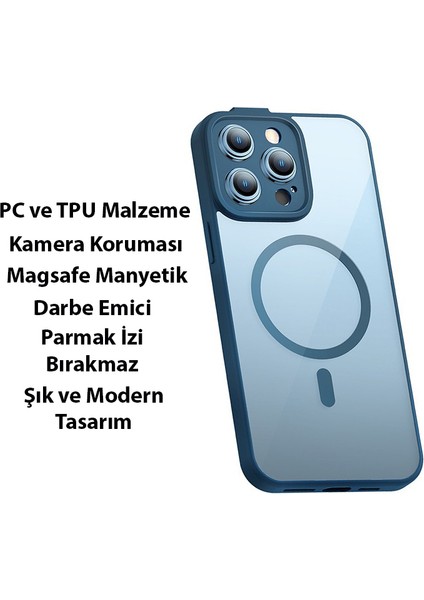 Frame Series iPhone 14 Pro Max 6.7 Kamera Koruyuculu Magsafe Kılıf + Tempered Ekran Koruyucu