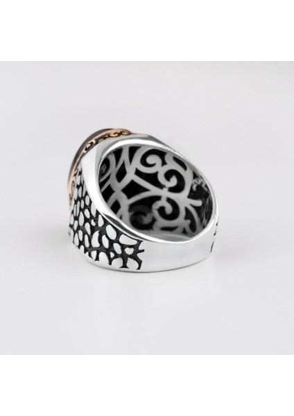 925 Ayar Gümüş Erkek Yüzük Akik Taşı Kehribar Taşlı Yüzük Nokta Desenli modelleri