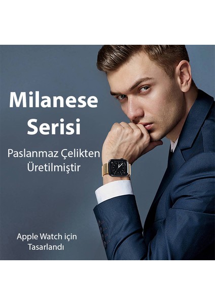 Apple Watch 42/44/45MM Için Milanese Premium Milano Loop Kayış Kordon